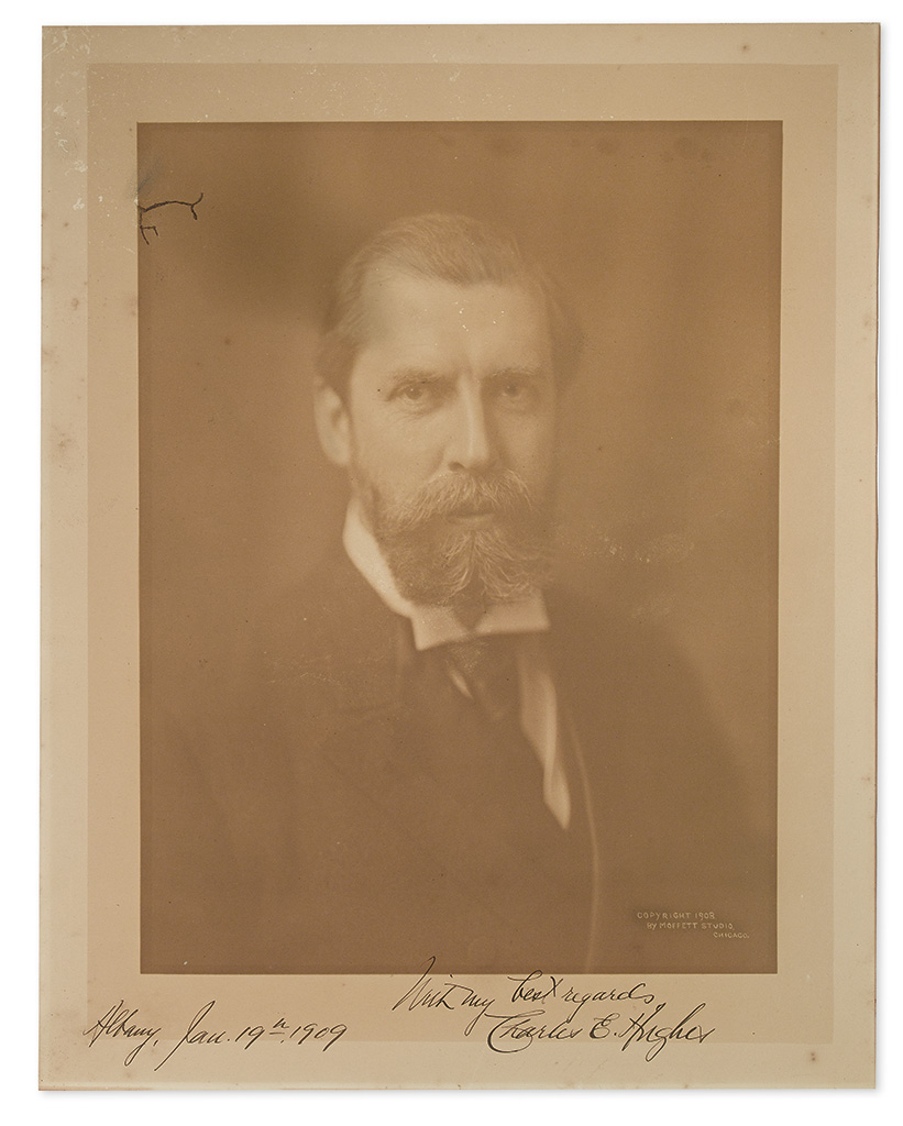 HUGHES, CHARLES EVANS. Photograph Signed and Inscribed, With my best regards / Charles E. Hughes, as Governor of New York,